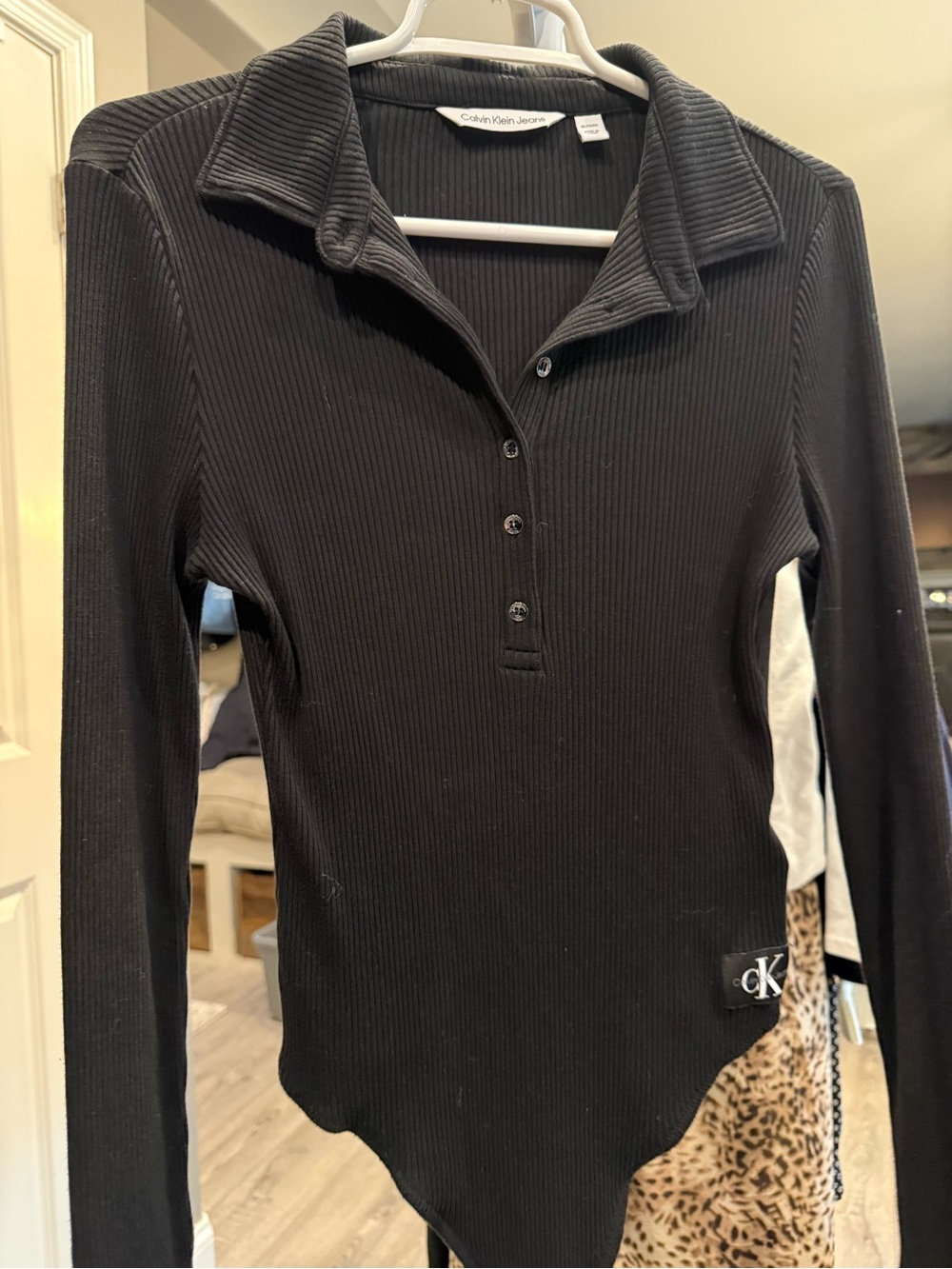 Calvin Klein Black Ribbed Long-Sleeve Shirt